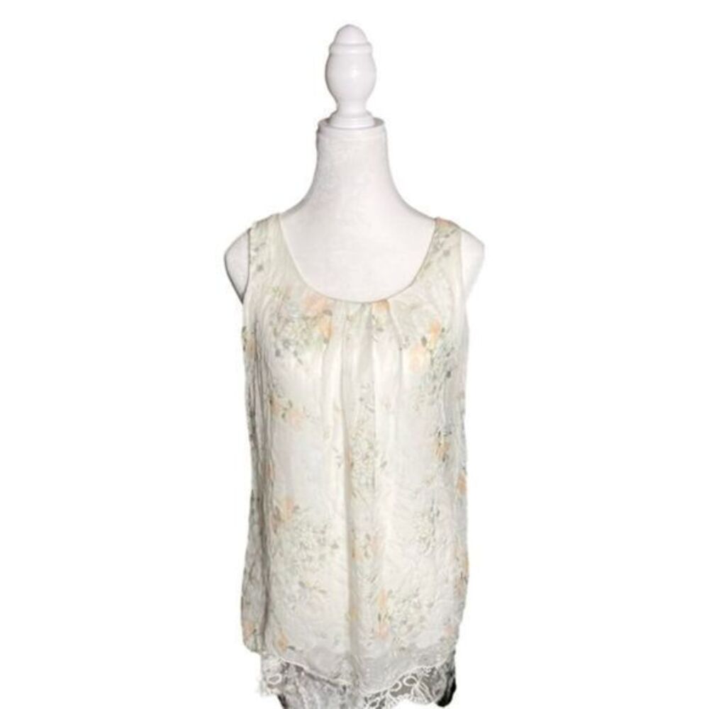 TENDENZE ITALY FLORAL SILK SLEEVELESS BLOUSE SZ S